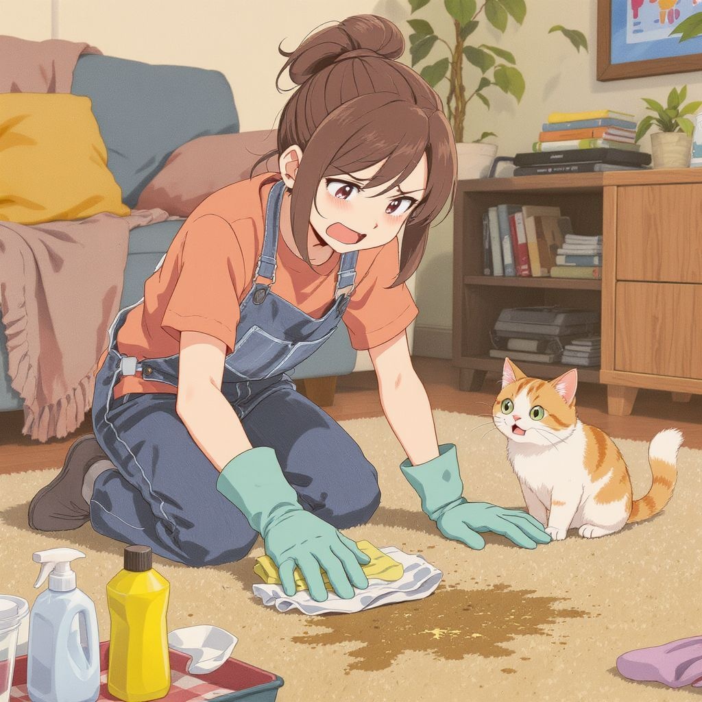 Что делать, если кошка обоссала ковер своими руками