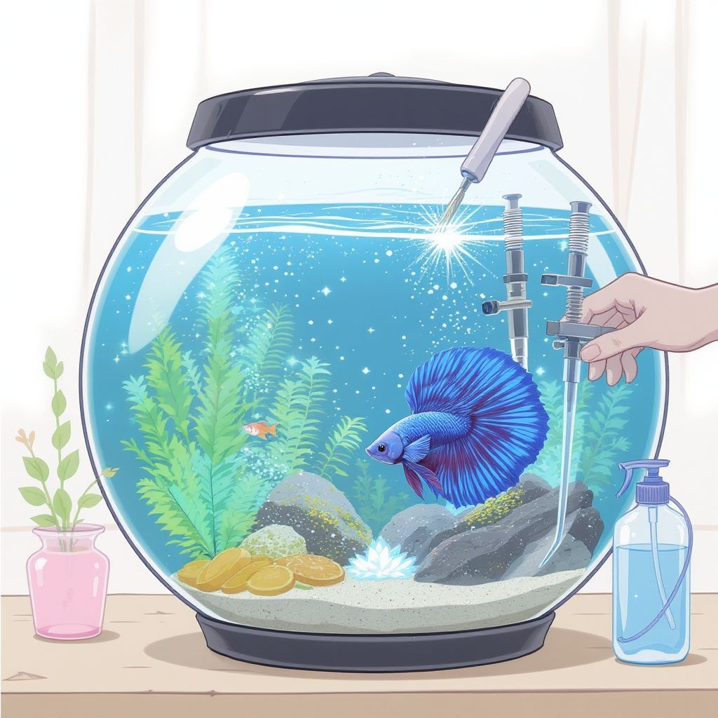 Как почистить и ухаживать за круглым аквариумом бойцовой рыбки