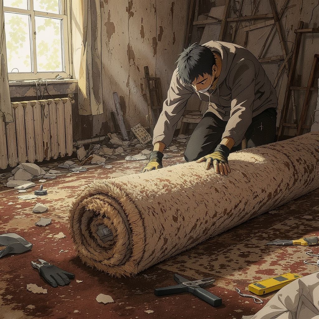 Как снять и убрать старый ковёр с пола самостоятельно