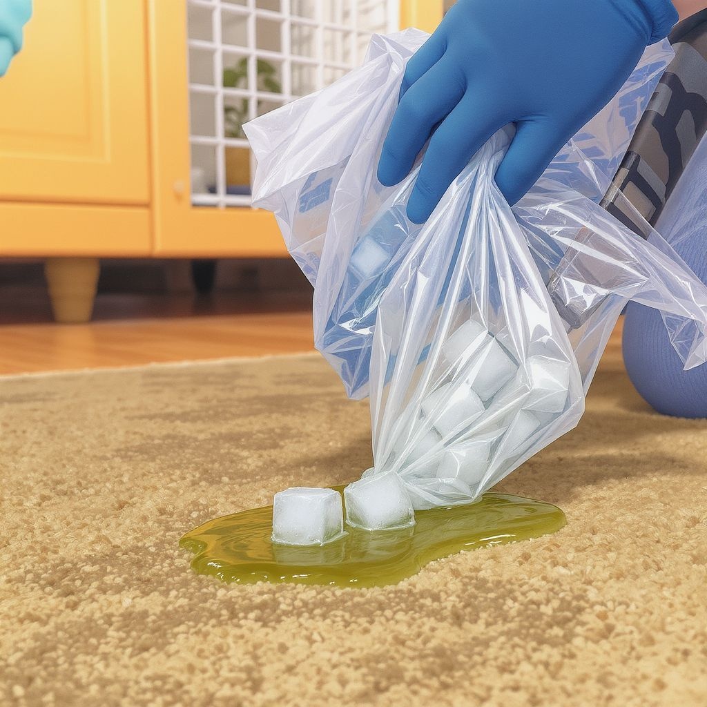 Как убрать жвачку с ковра своими руками