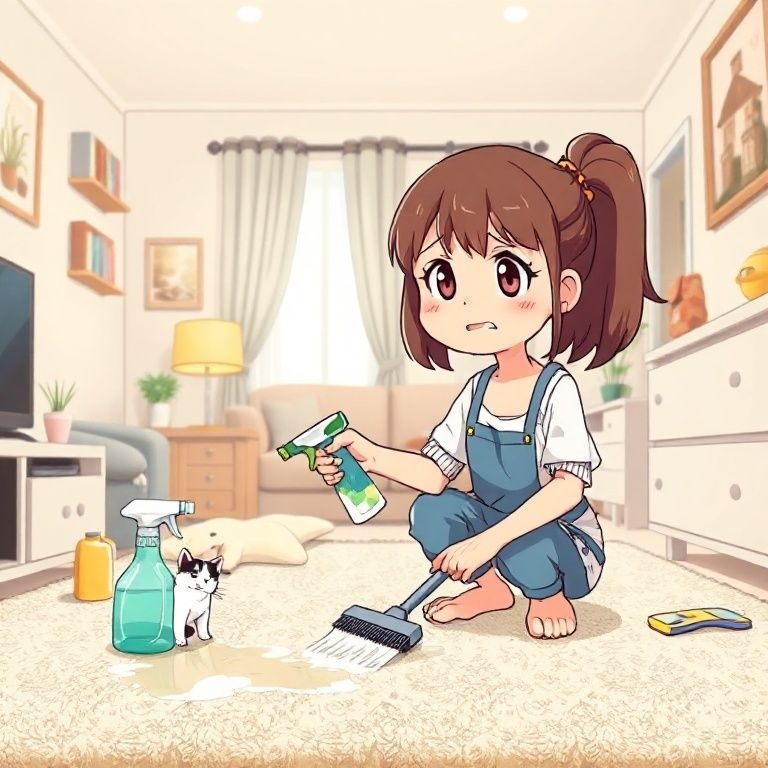 Как вывести мочу кошки с ковра своими руками