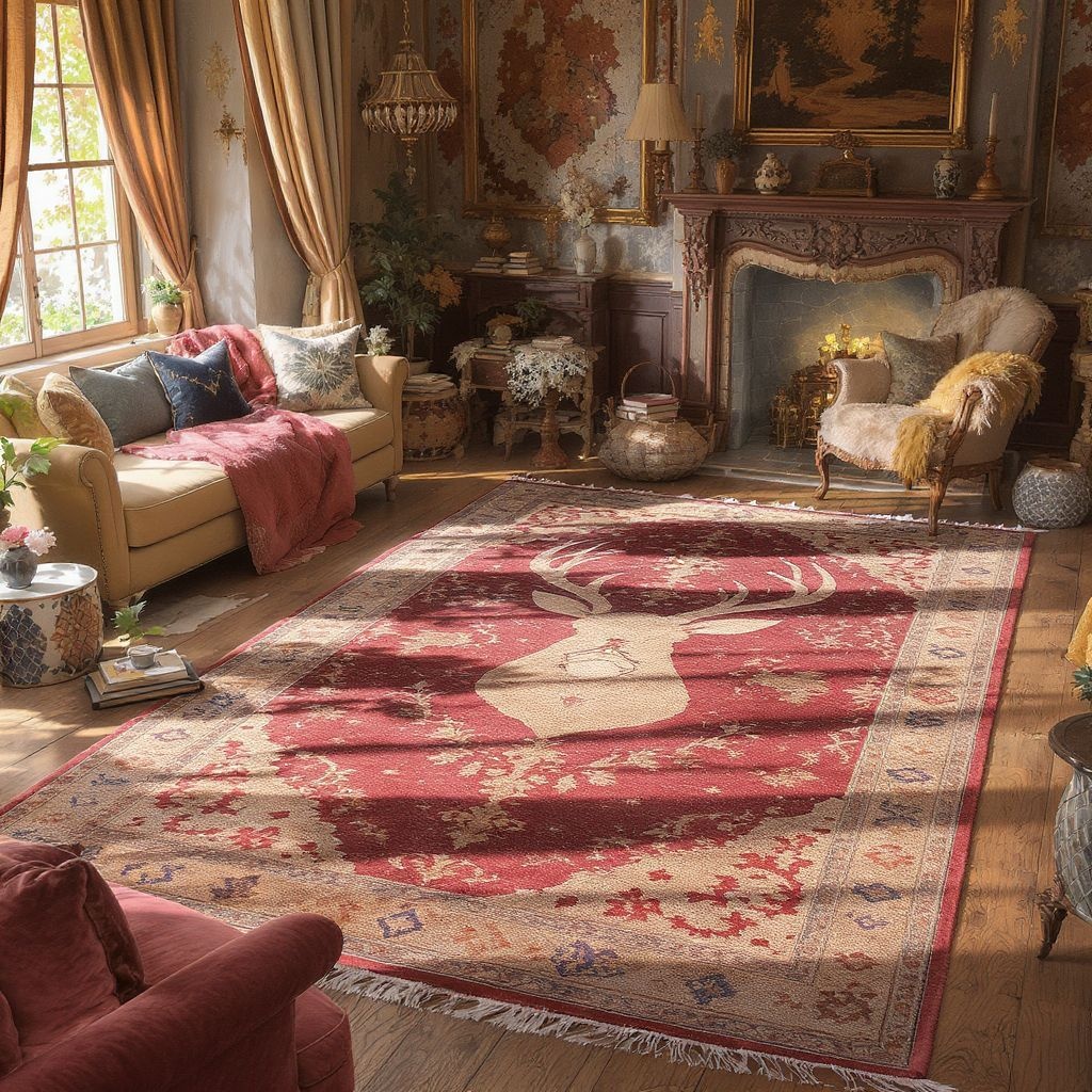 Старый ковер с оленями как использовать в интерьере: уют, стиль и история в одном предмете